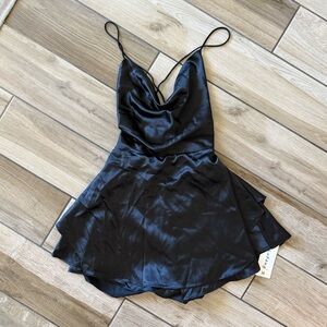 NWT Black Satin Romper Dress – Size M
